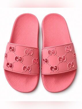 Gucci Coral Pink GG Embossed Slide Kid Sandals EU 26 9/9.5 US